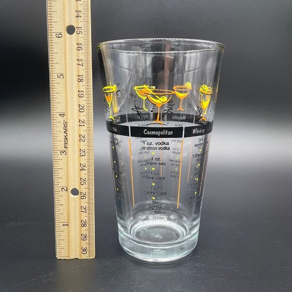 Vintage Cocktail Glass Vintage MCM Mixing Retro Recipes Libbey Orange Yellow - Picture 8 of 8